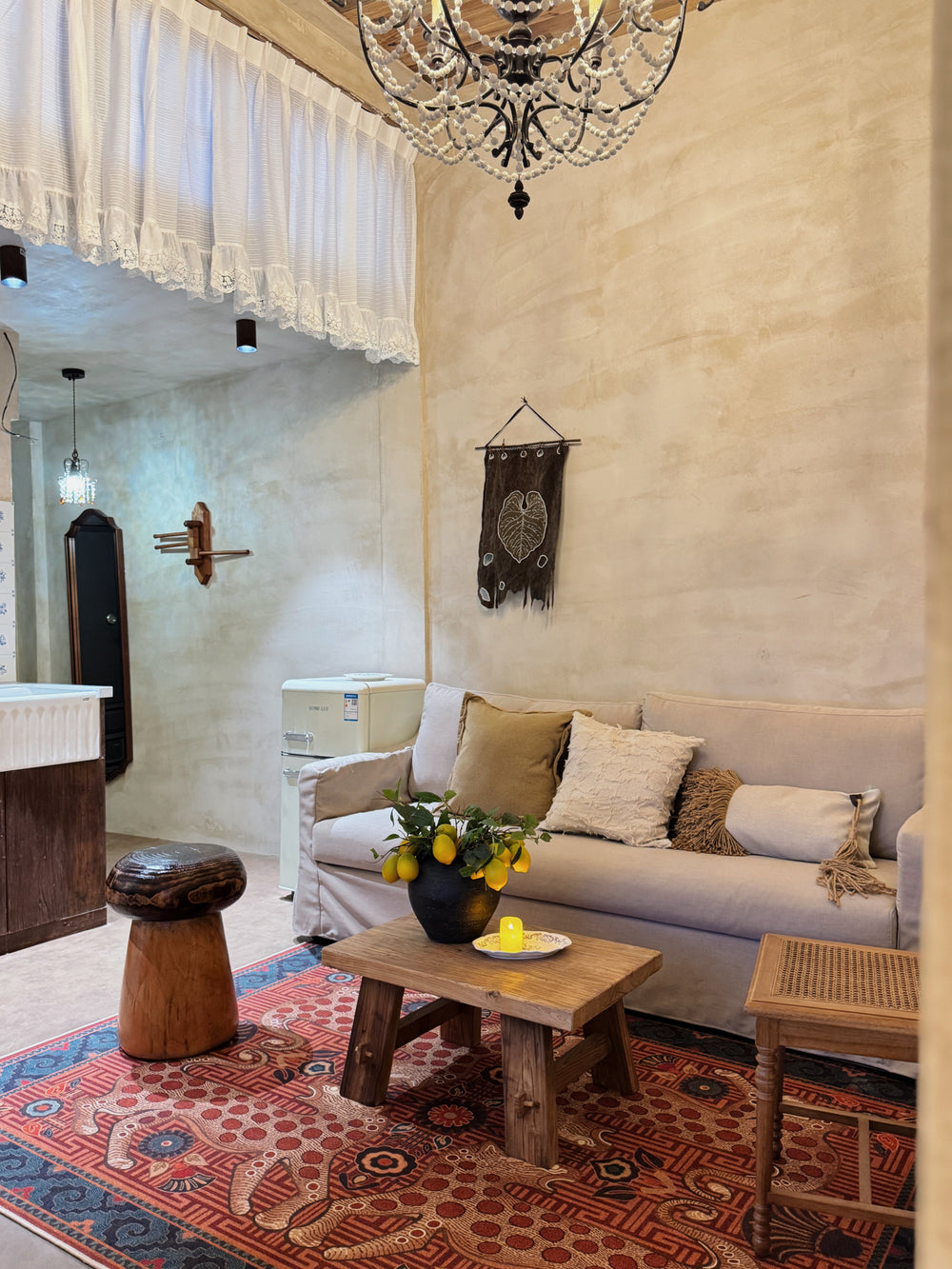 Living room of a vintage Shanghai lane house loft near Wukang Building